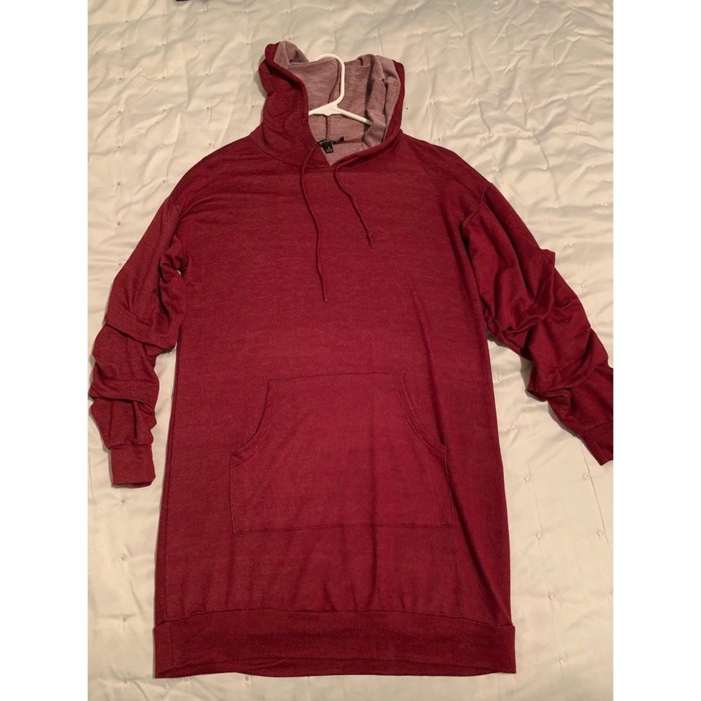 Short Burgundy Long Sleeve Dress